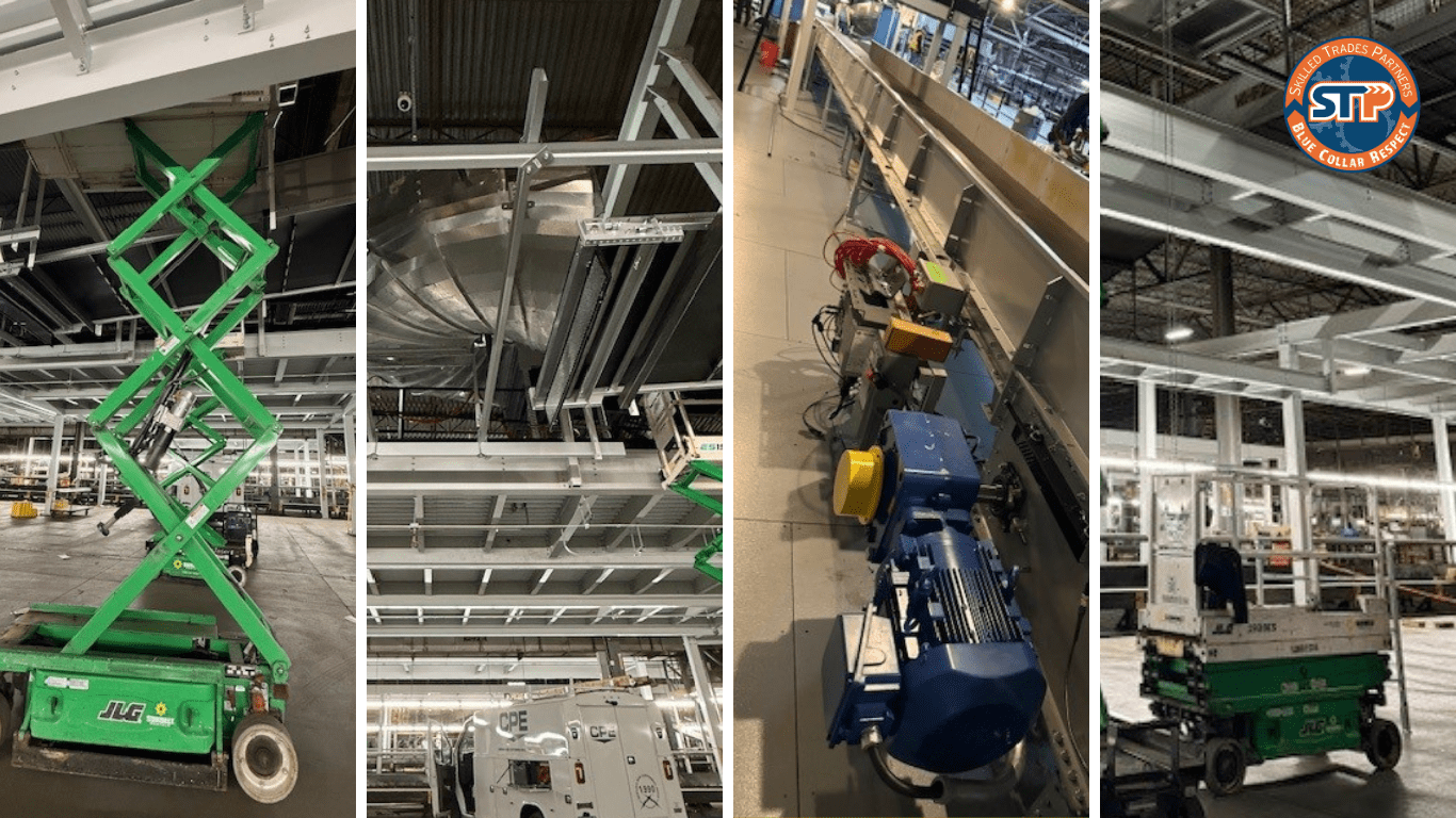 maintenance work on a conveyor roller system
