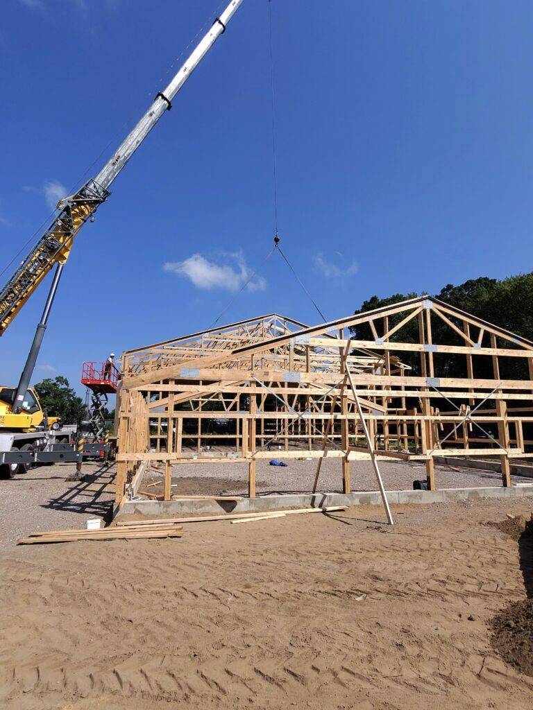 Wood framing structure for new commercial building construction
