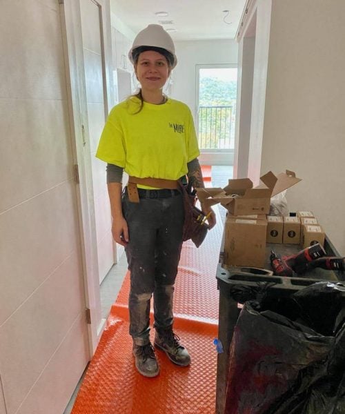 Bailey, Carpenter Helper, NH, installing hardware